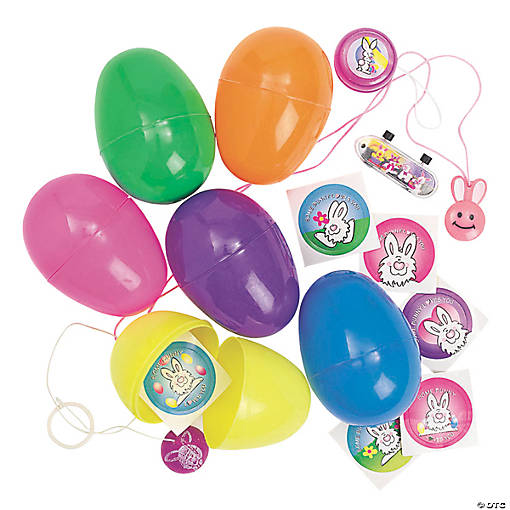 3 1/4" Bright Toy-Filled Plastic Easter Eggs - 24 Pc.