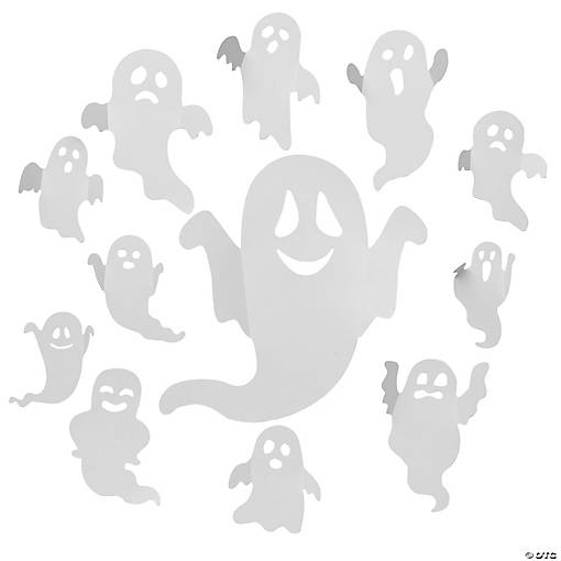 3 3/4" &amp;#8211; 10" Bulk 60 Pc. 3D Ghost Plastic Wall Decorations Set