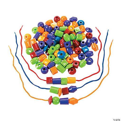 3/4" - 1" Jumbo Plastic Lacing Beads &amp; Strings Set - 100 Pc.