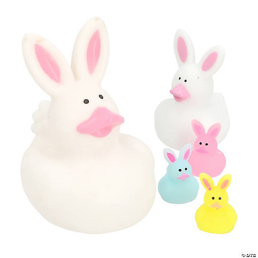 3/4" - 2" Bulk 60 Pc. Micro, Mini &amp; Regular Bunny Rubber Duck Assortment