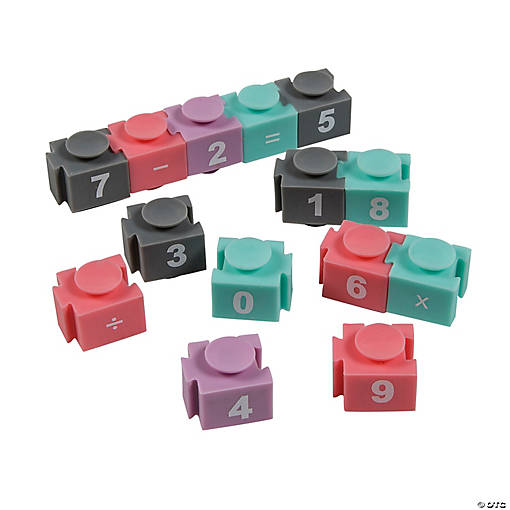 3/4" Mini Suction Cup Multicolor Plastic Number Math Blocks - 30 Pc.