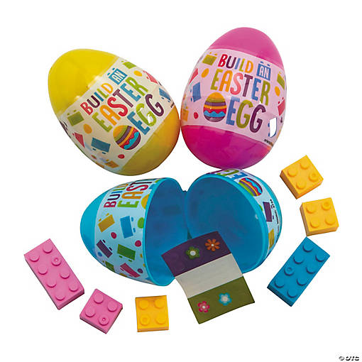 3" Build-an-Egg Color Brick-Filled Plastic Easter Eggs - 12 Pc.