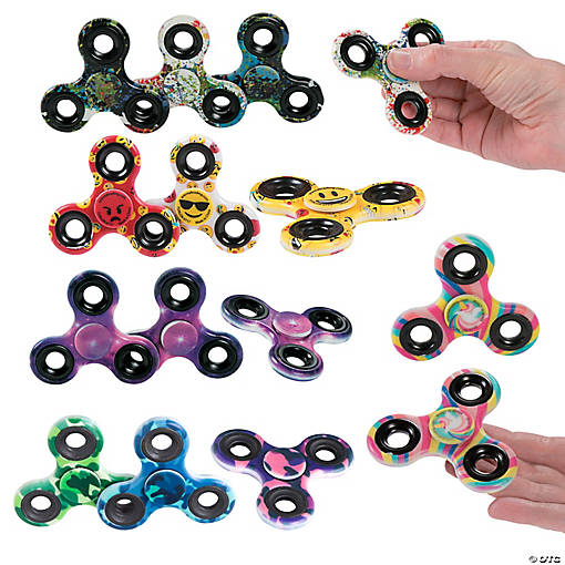 3" Bulk 60 Pc. Patterned Plastic Fidget Spinner Assortment