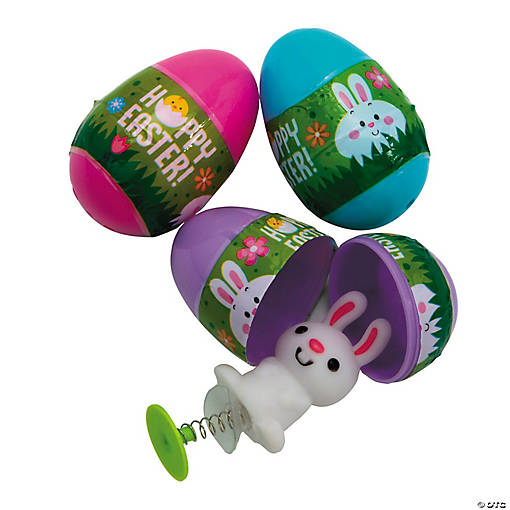 3" Easter Bunny &amp; Chick Pop Up Toy-Filled Easter Eggs - 24 Pc.