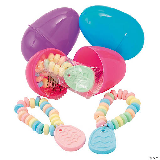 3" Easter Candy Bracelet-Filled Plastic Easter Eggs - 24 Pc.