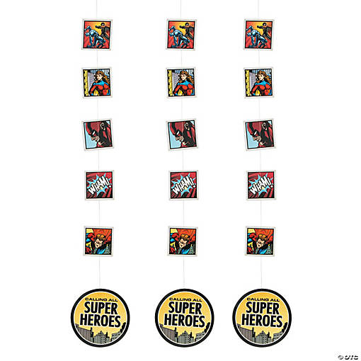 3 Ft. Comic Superhero Hanging Decorations - 6 Pc.