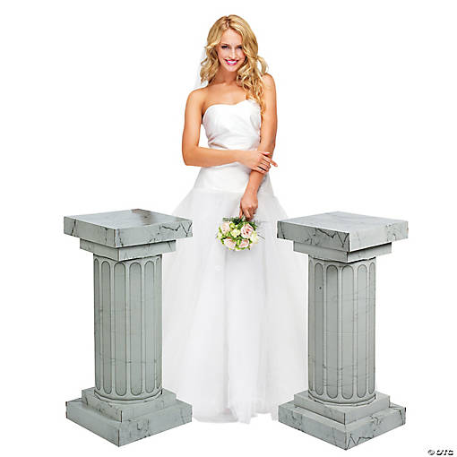 3 Ft. Marble-Look Fluted Column 3D Cardboard Pillars - 2 Pc.