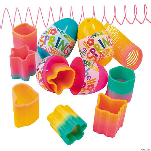 3" Magic Spring-Filled Hello Spring Plastic Easter Eggs - 12 Pc.
