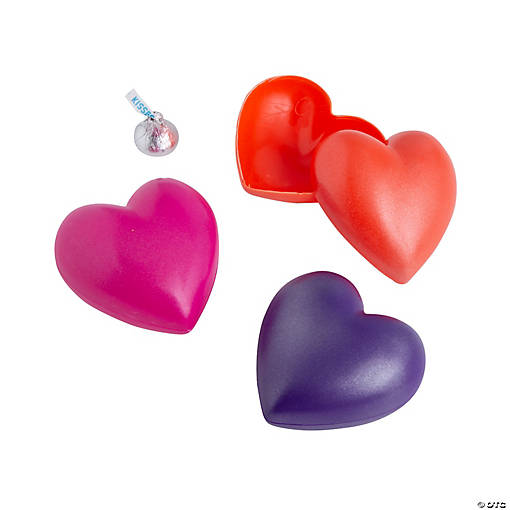 3" Metallic Heart-Shaped Plastic Containers - 12 Pc.