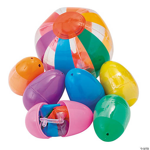 3" Mini Beach Ball-Filled Plastic Easter Eggs - 12 Pc.