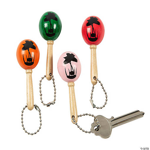 3" Mini Solid Color Wooden Maraca Keychains &amp;#8211; 12 Pc.
