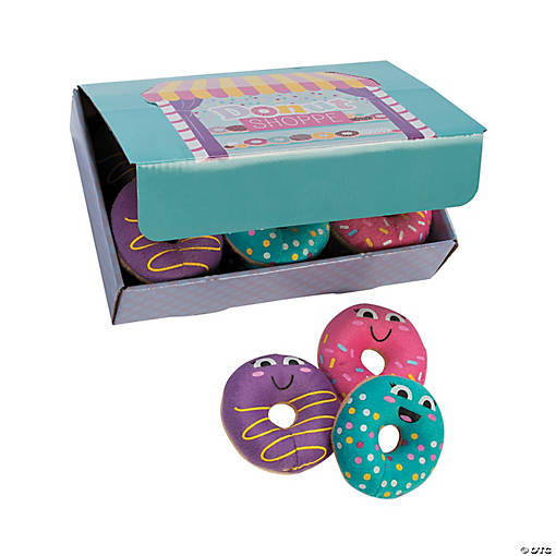 3" Multicolor Mini Smiling Stuffed Donuts with Box &amp;#8211; 12 Pc.