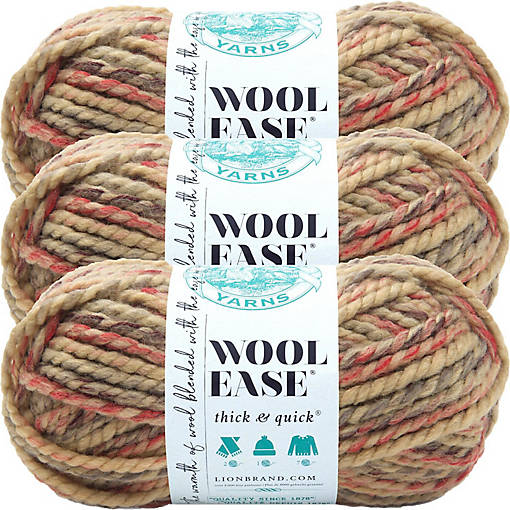 (3 Pack) Lion Brand Wool-Ease Thick &amp; Quick Yarn - Jam Cookie