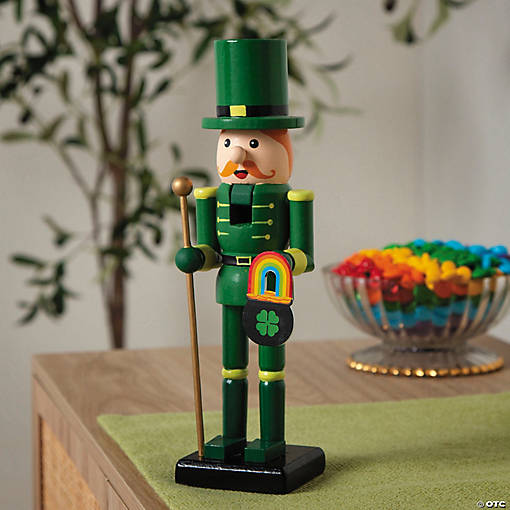 3" x 10" St. Patrick's Day Leprechaun Nutcracker