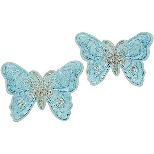 3" x 2 1/4" Blue Silver Butterfly Patch 72 Pack