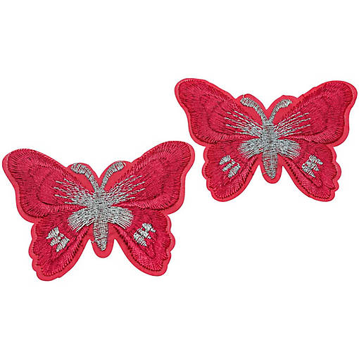 3" x 2 1/4" Fuchsia Silver Butterfly Patch 72 Pack