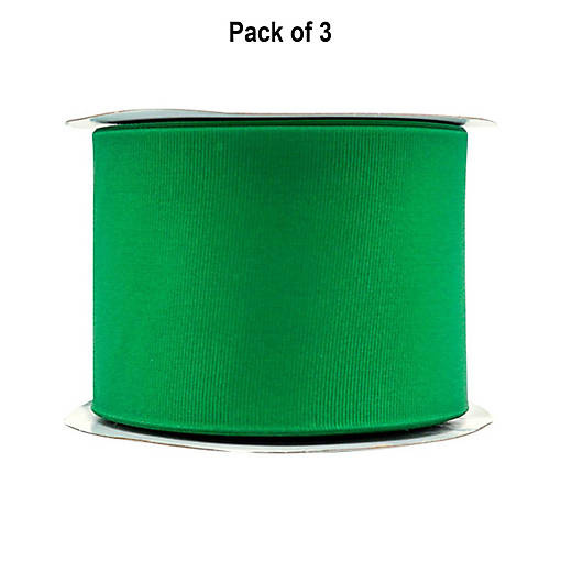 3" x 50 Yards Emerald Polyester Grosgrain Ribbon 3 Pack
