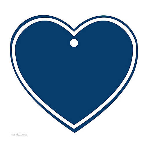 30 Heart Gift Tags Solid Blank Navy Blue