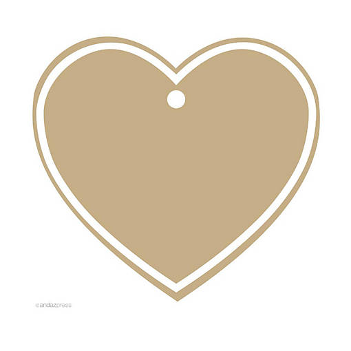 30 Heart Gift Tags Solid Blank Tan Brown