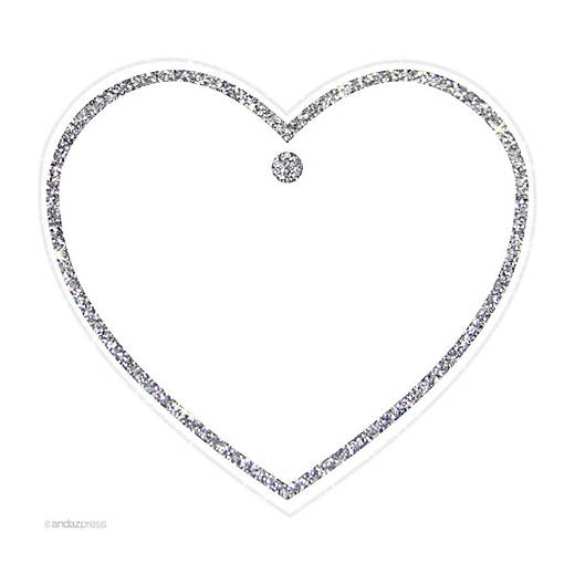 30 Heart Tag Solid Blank Silver Glitter
