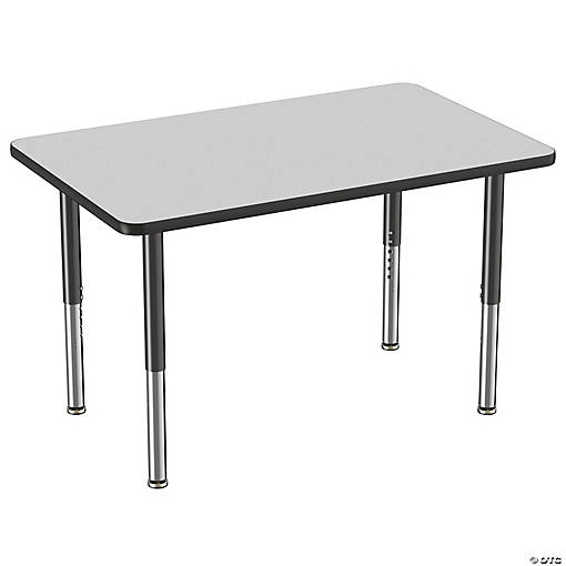 30" Proper 48" Rectangle T-Mold Activity Table with Adjustable Super Legs - Gray/Black