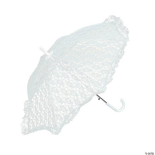 30" White Polyester Lace with Plastic Handle Parasol