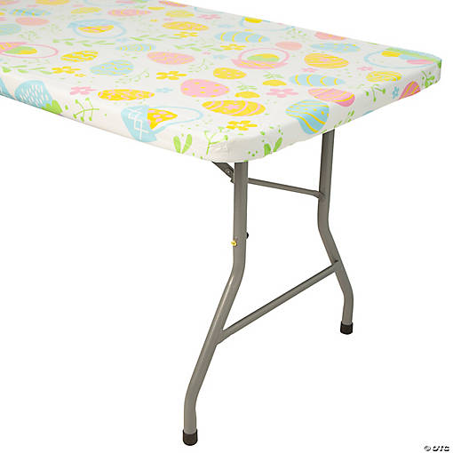 30" x 6 Ft. Easter Egg Fitted Rectangle Disposable Plastic Tablecloth