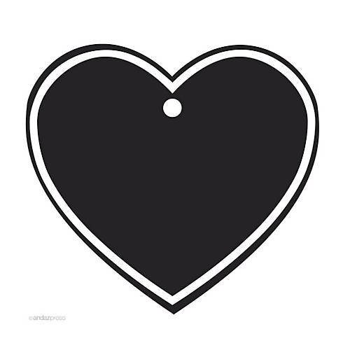 30PC Heart Gift Tags Solid Blank Black