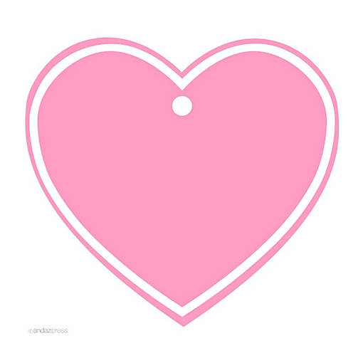 30PC Heart Gift Tags Solid Blank Pink