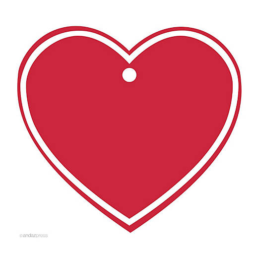 30PC Heart Gift Tags Solid Blank Red