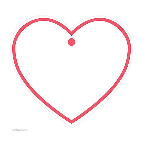 30PC Heart Gift Tags, Solid Border Coral