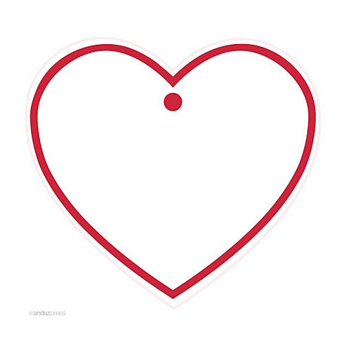 30PC Heart Gift Tags, Solid Border  Red