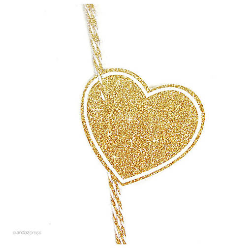 30PC Heart Gift Tags Solid Gld Glitter