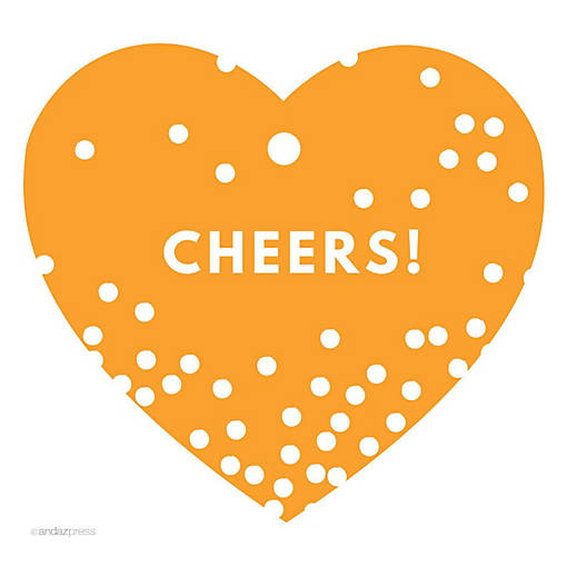 30PC Heart Tag Modern Cheers! Orange