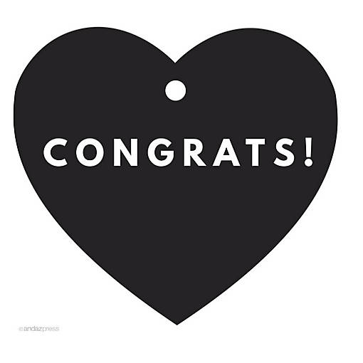 30PC Heart Tag Modern Congrats!, Black