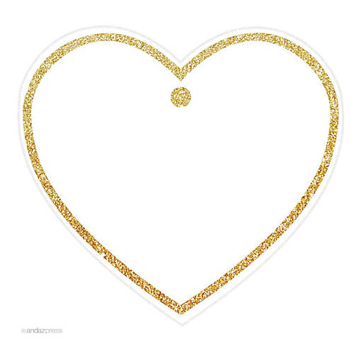 30PC Heart Tag Solid Blank Gold Glitter