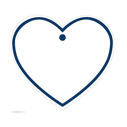 30PC Heart Tag Solid Blank Navy Blue