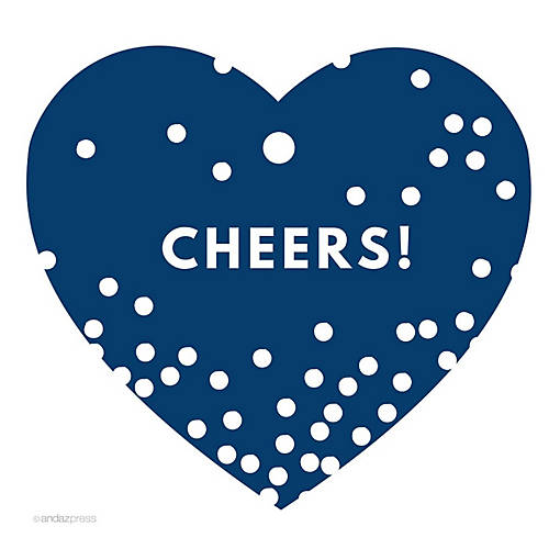 30PC Heart Tags Modern Cheers! Navy Blue