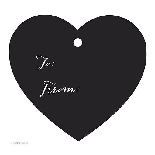 30PC Heart Tags Whimsical to/from Black