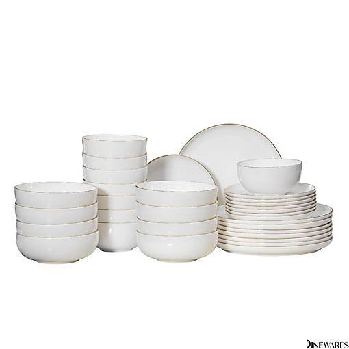 32-Pc White Bone China Dinnerware Set