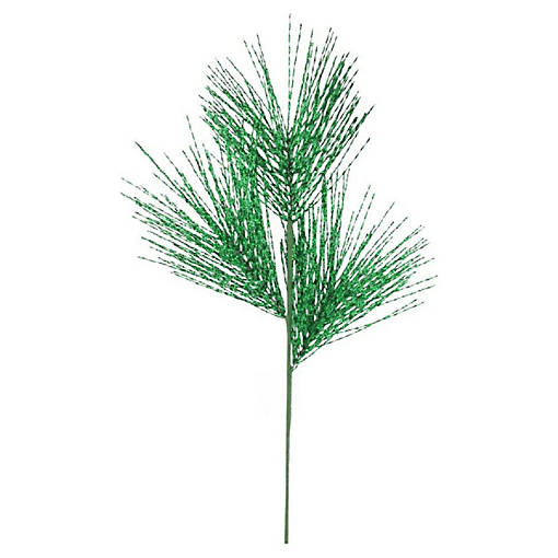 32" Tinsel Grass Spray: Green