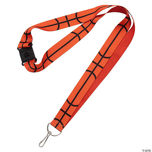 34" Basketball Pattern Polyester Breakaway Lanyards - 12 Pc.