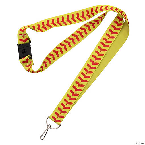 34" Softball Pattern Polyester Breakaway Lanyards - 12 Pc.