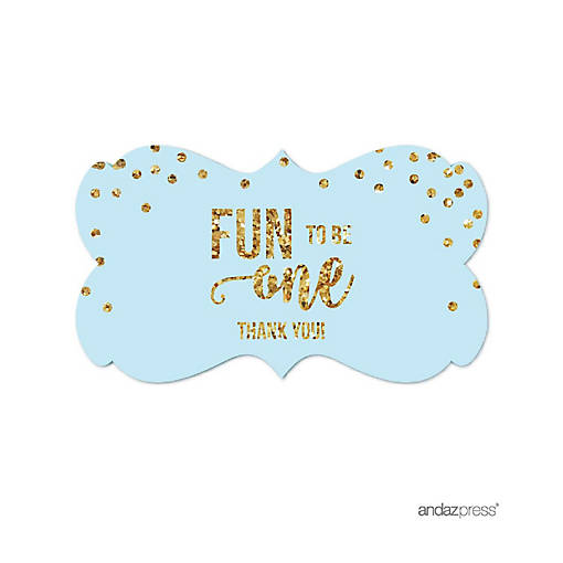 36 Light Blue Gold Boy Fancy Frame Label