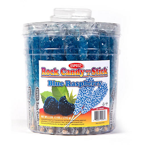 36 Pcs Blue Raspberry Rock Candy on a Stick (36 Pack)