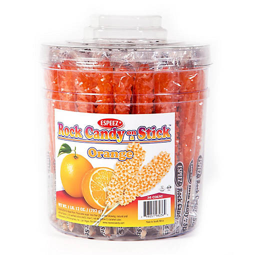 36 Pcs Orange Rock Candy on a Stick (36 Pack)