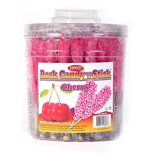 36 Pcs Pink Candy Cherry Rock Candy on a Stick (36 Pack)