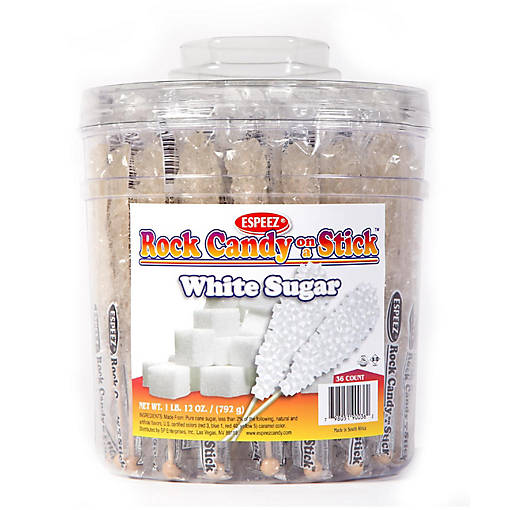 36 Pcs White Candy Plain Rock Candy on a Stick (36 Pack)