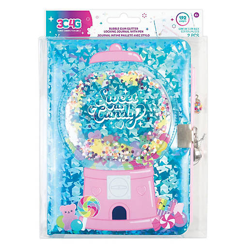 3C4G: Bubble Gum Glitter Locking Journal W/ Pen