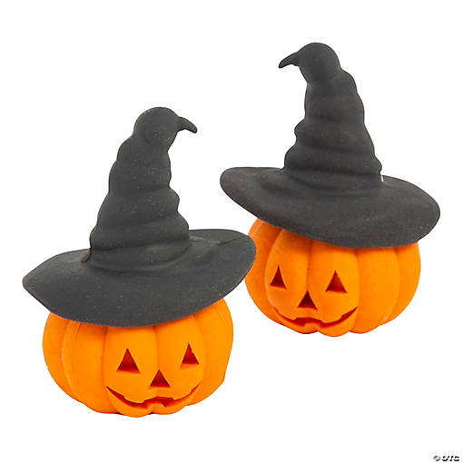 3D Jack-O&amp;#8217;-Lantern Erasers - 24 Pc.